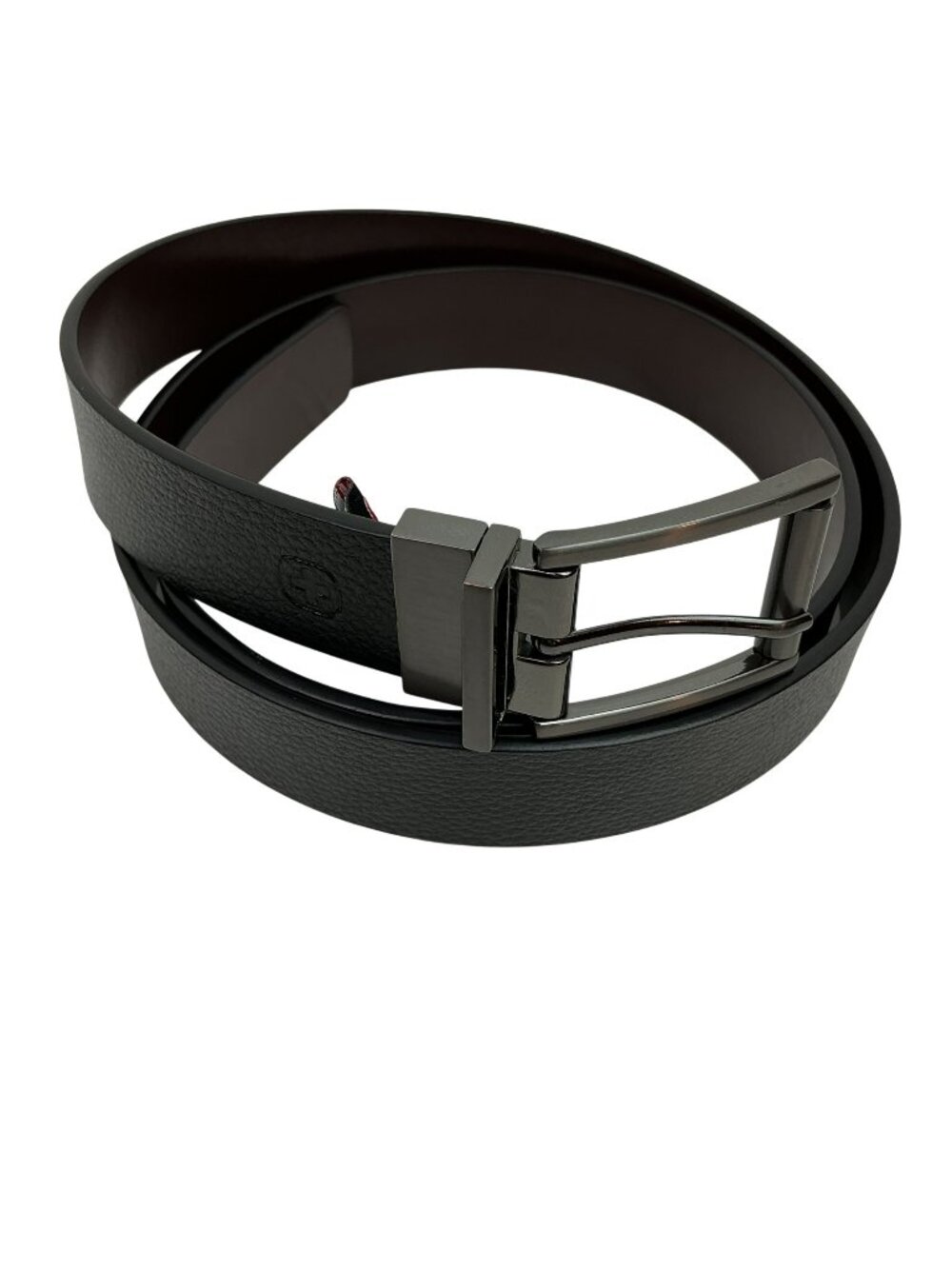 New Wenger Swissgear Reversible Pebbled Leather Belt With Gunmetal Buckle Mens B